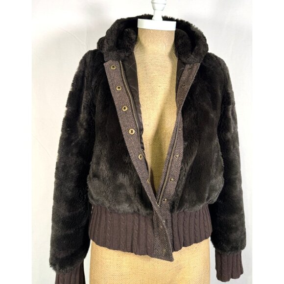 Juicy Couture Jackets & Blazers - Vintage Y2K 90s Juicy Couture Brown Faux Fur Full Zip Bomber Jacket Coat Sz S